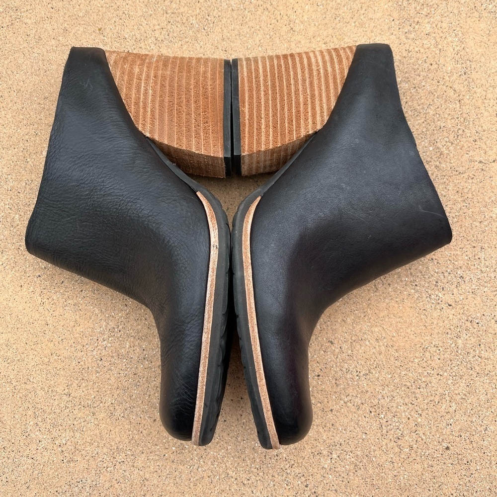 Kork Ease Challis Clog Mule Black Leather Slip On Bootie Block Heel Size 11 - Picture 3 of 11